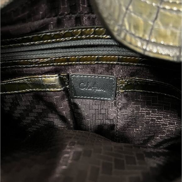 Cole Haan Green Patent Leather Crocodile Print Shoulderbag - Picture 7 of 11